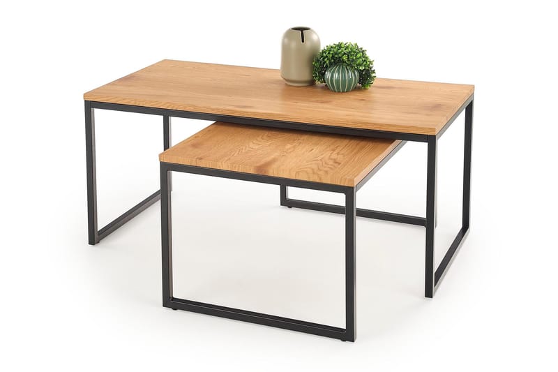 Satsbord Sostene 100 cm 2 Bord - Ekfärg/Svart - Möbler - Bord & matgrupp - Soffbord