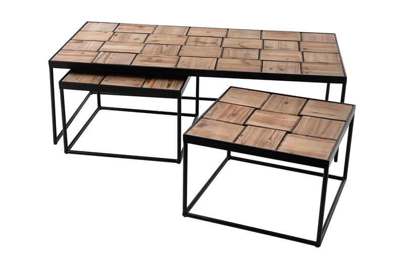 Satsbord Tyna 121 cm 3 Bord - Natur/Svart - Möbler - Bord & matgrupp - Soffbord