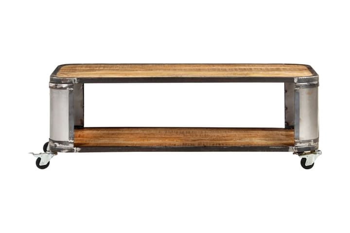 Soffbord 100x50x35 cm massivt mangoträ - Vit - Möbler - Bord & matgrupp - Soffbord - Soffbord med hjul