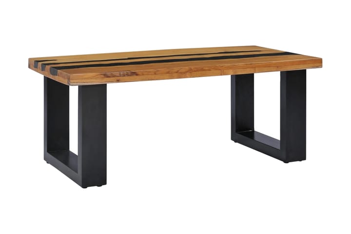 Soffbord 100x50x40 cm massivt teakträ och lavasten - Flerfärgad - Möbler - Bord & matgrupp - Soffbord