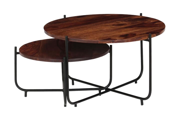 Soffbord 2 delar massivt sheshamträ 60x35 cm - Brun - Textil & mattor - Gardiner - Gardinlängder - Hanklängd