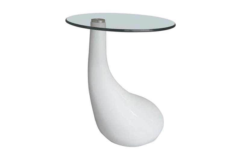 Soffbord 2 st med rund bordsskiva glas högglans vit - Vit - Möbler - Bord & matgrupp - Avlastningsbord & sidobord - Satsbord