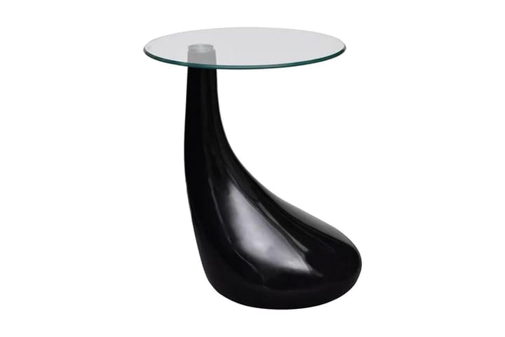 Soffbord 2 st med rund bordsskiva i glas högglans svart - Svart - Möbler - Bord & matgrupp - Avlastningsbord & sidobord - Lampbord & sidobord