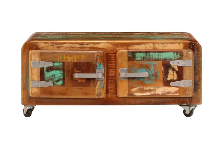 Soffbord 85x55x40 cm massivt återvunnet trä - Flerfärgad - Möbler - Bord & matgrupp - Soffbord - Soffbord med hjul
