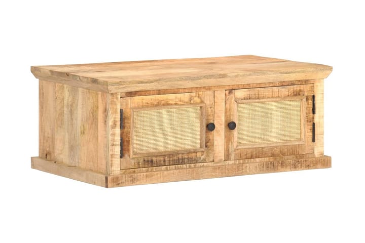 Soffbord 90x50x35 cm massivt mangoträ och naturlig rotting - Brun - Möbler - Bord & matgrupp - Soffbord