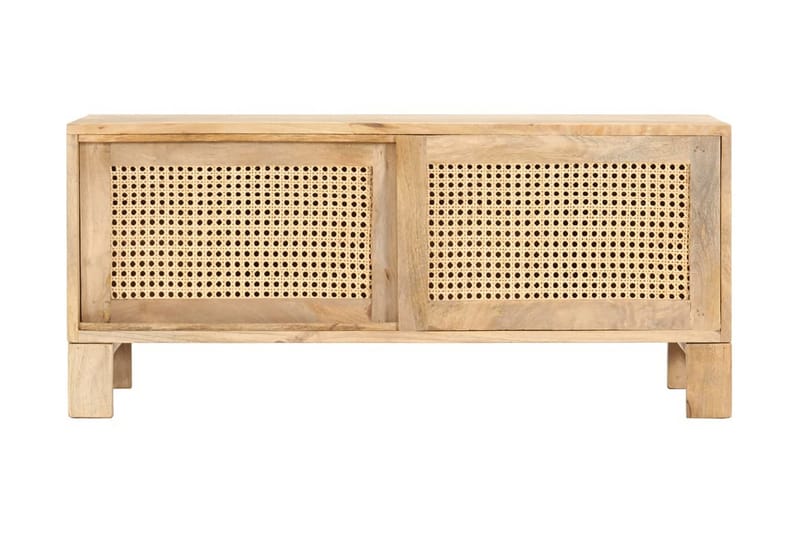 Soffbord 90x50x40 cm massivt mangoträ och naturlig rotting - Brun - Möbler - Bord & matgrupp - Soffbord