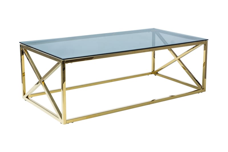Soffbord Aghien 120 cm - Glas/Svart/Guld - Utemöbler & utemiljö - Utebord & trädgårdsbord - Loungebord & soffbord utomhus