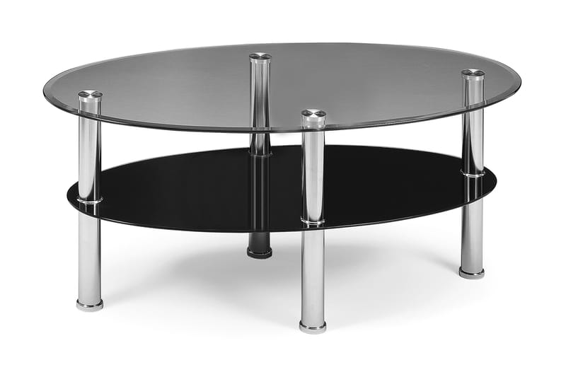 Soffbord Ainur 110 cm Ovalt Glas/Svart - Glas|Svart - Möbler - Fåtöljer & fotpallar - Fåtöljer