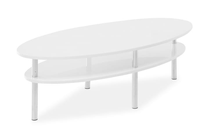 Soffbord Alpen 140 cm Ovalt med Förvaring Hylla - Vit/Krom - Möbler - Bord & matgrupp - Soffbord