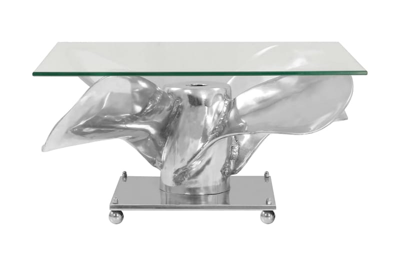 Soffbord aluminium och härdat glas 60x60x30 cm silver - Silver - Möbler - Bord & matgrupp - Soffbord
