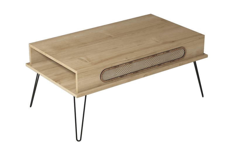 Soffbord Amtorp 105 cm med Förvaring Hylla Triangelmönster - Ljusbrun - Möbler - Bord & matgrupp - Soffbord