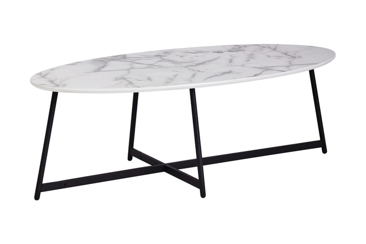 Soffbord Barela 120 cm Ovalt Marmormönster - Vit/Svart - Möbler - Bord & matgrupp - Soffbord