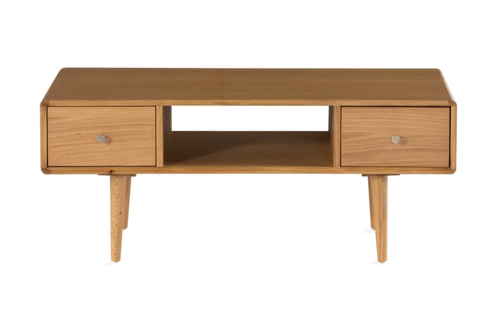Soffbord Barke 110 cm med Förvaring Hylla + Låda Massiv Ek - Brun - Möbler - Bord & matgrupp - Soffbord
