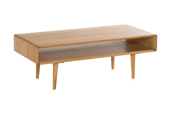 Soffbord Barke 110 cm med Förvaring Hylla Massiv Ek - Brun - Möbler - Bord & matgrupp - Soffbord