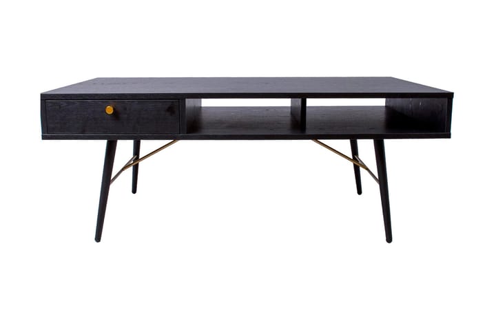 Soffbord Berdorf 115 cm med Förvaring Låda + Hylla - Svart/Koppar - Möbler - Bord & matgrupp - Soffbord