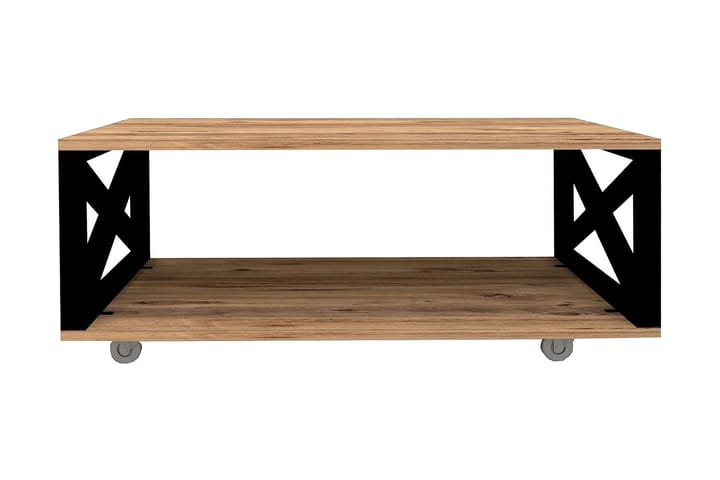Soffbord Berkane 98 cm med Förvaring Hylla på Hjul - Natur/Svart - Möbler - Bord & matgrupp - Soffbord
