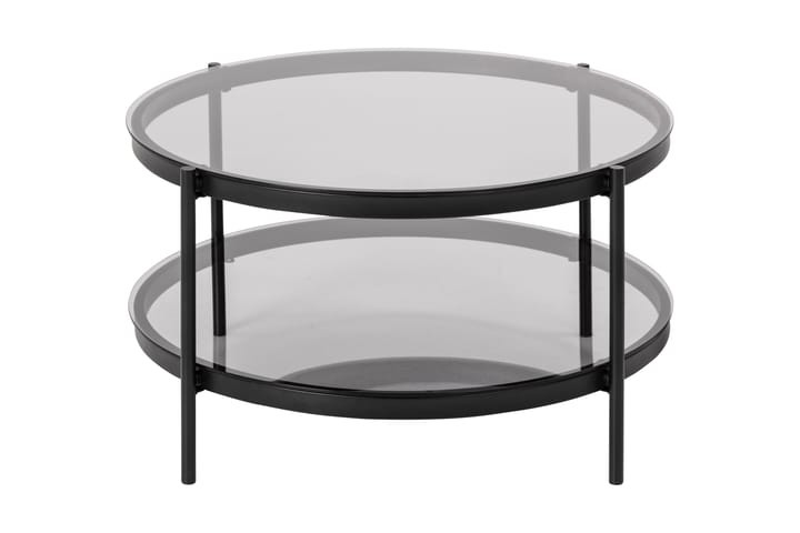 Soffbord Bosell 79 cm Runt med Förvaring Hylla - Glas/Grå/Matt Svart - Möbler - Bord & matgrupp - Soffbord