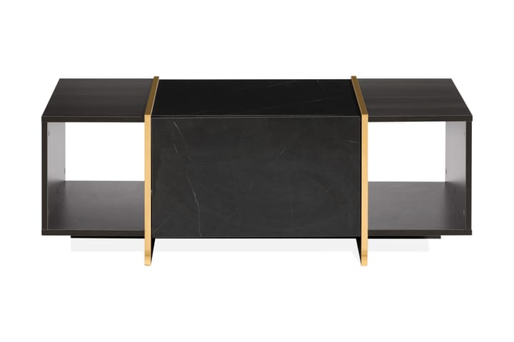 Soffbord Brassington 104 cm med Förvaring Lådor + Hyllor - Svart/Guld - Möbler - Bord & matgrupp - Marmorbord
