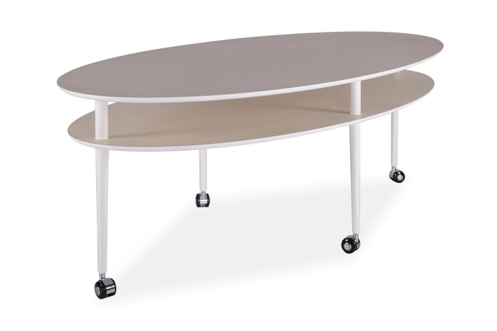Soffbord Casper 140 cm med Hjul Ovalt - Vit - Möbler - Bord - Soffbord