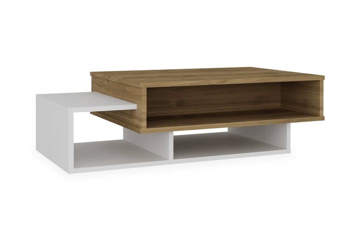 Soffbord Cathi 105 cm med Förvaring Hyllor - Vit/Valnötsbrun - Möbler - Bord & matgrupp - Soffbord