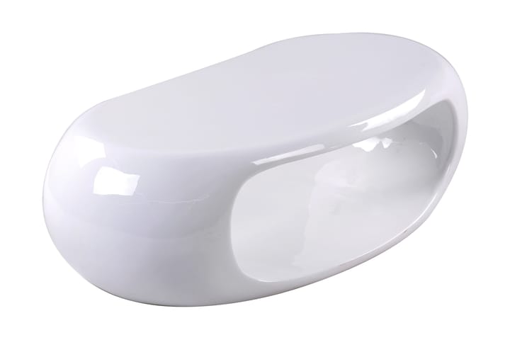 Soffbord Caturano 112 cm Ovalt med Förvaring Hylla - Glasfiber/Vit - Möbler - Bord & matgrupp - Soffbord