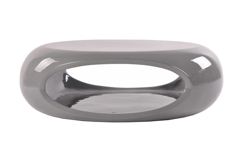 Soffbord Caturano 80 cm Ovalt med Förvaring Hyllor - Glasfiber/Vit Högglans/Svart - Möbler - Bord & matgrupp - Soffbord
