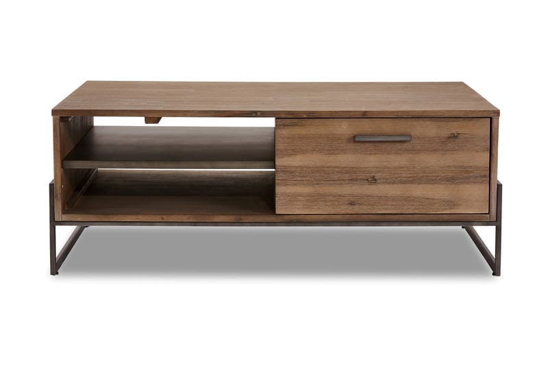 Soffbord Clatford 120 cm med Förvaring Hylla + Låda - Akacia/Brun - Möbler - Bord & matgrupp - Soffbord