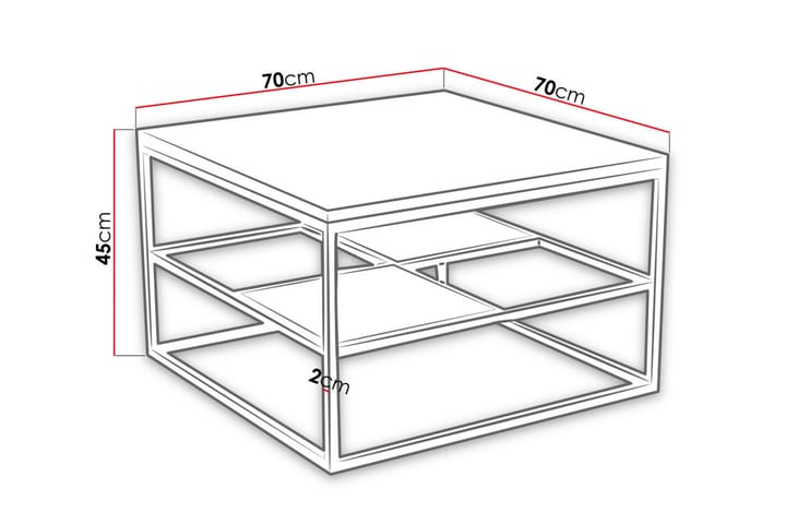 Soffbord Cleeve 70 cm med Förvaring Hylla Marmormönster - Vit/Svart - Möbler - Bord & matgrupp - Soffbord