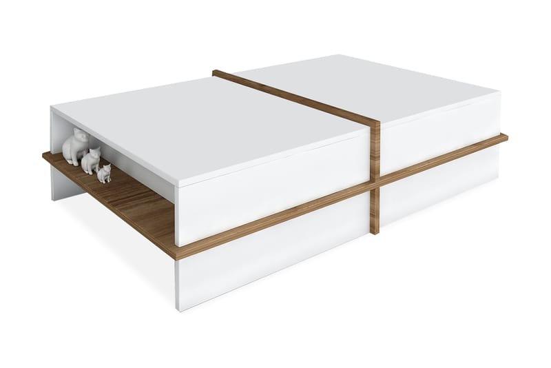 Soffbord Clora 90 cm - Vit/Valnötsbrun - Möbler - Bord & matgrupp - Soffbord