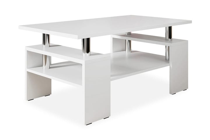 Soffbord Cubella 110 cm med Förvaring Hyllor - Vit/Krom - Möbler - Bord & matgrupp - Soffbord