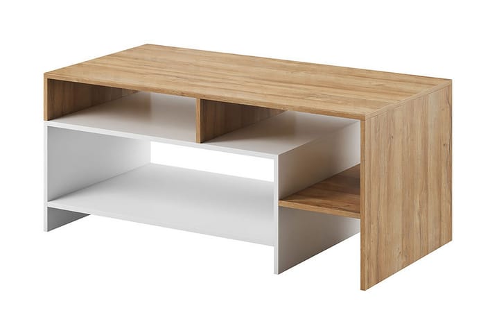 Soffbord Darrick 120 cm med Förvaring Hyllor - Vit/Ekfärg - Möbler - Bord & matgrupp - Soffbord