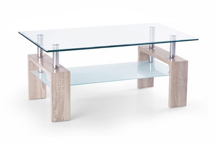 Soffbord Demitranila 100 cm med Förvaring Hylla - Glas/Ekfärg - Möbler - Bord & matgrupp - Soffbord