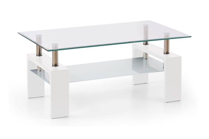 Soffbord Demitranila 100 cm med Förvaring Hylla - Glas/Vit - Möbler - Bord & matgrupp - Soffbord