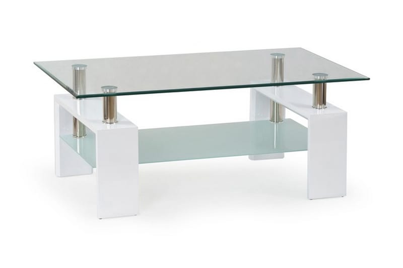 Soffbord Demitranila 110 cm med Förvaring Hylla - Glas/Vit - Möbler - Bord & matgrupp - Soffbord