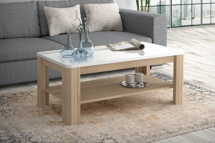 Soffbord Dengel 110 cm med Förvaring Hylla - Vit/Brun - Möbler - Bord & matgrupp - Soffbord