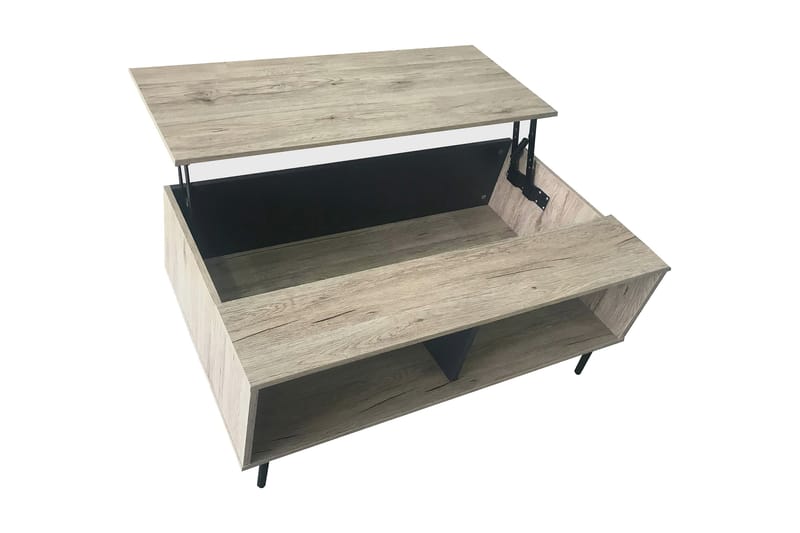 Soffbord Dereke 100 cm med Förvaring Hyllor - Mörkgrå/Trä/Natur - Möbler - Bord & matgrupp - Soffbord