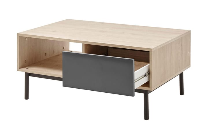 Soffbord Dively 104 cm med Förvaring Hylla + Låda - Natur/Grå - Möbler - Bord & matgrupp - Soffbord