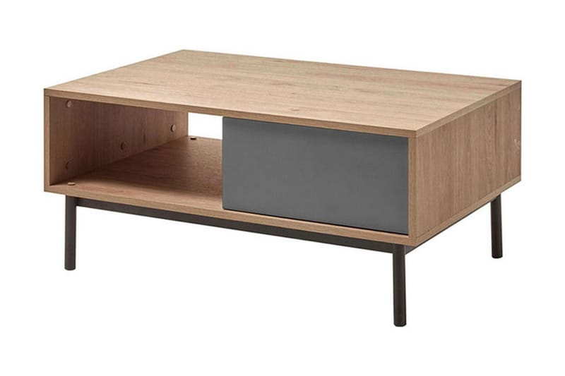 Soffbord Dively 104 cm med Förvaring Hylla + Låda - Natur/Grå - Förvaring - Förvaringsmöbler - Byrå