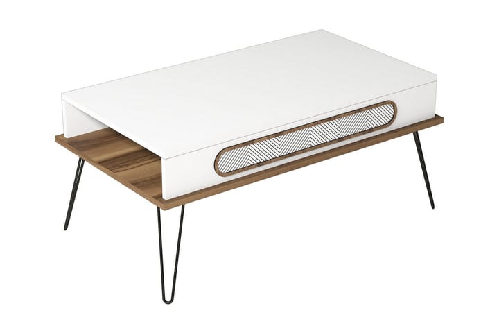 Soffbord Enguip 105 cm med Förvaring Hylla - Vit/Natur - Möbler - Bord & matgrupp - Avlastningsbord & sidobord - Satsbord