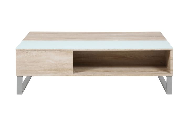 Soffbord Esmeralda 110 cm med Förvaring Hylla - Glas/Ekfärg/Vit/Ljusgrå - Möbler - Bord & matgrupp - Soffbord