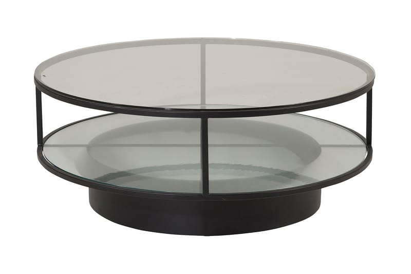 Soffbord Falsterbo 100 cm Runt med Förvaring Hyllor - Glas/Svart - Möbler - Bord & matgrupp - Soffbord