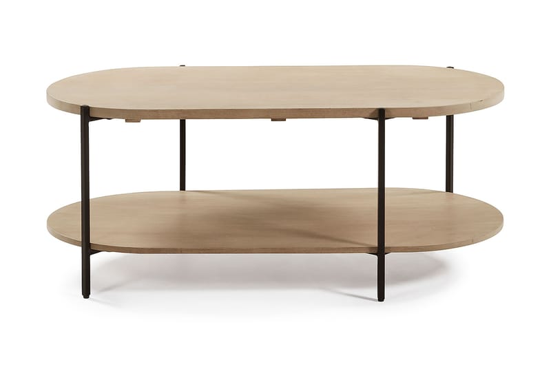 Soffbord Fidenza 110 cm Ovalt med Förvaring Hylla - Mangoträ/Svart - Möbler - Bord & matgrupp - Soffbord