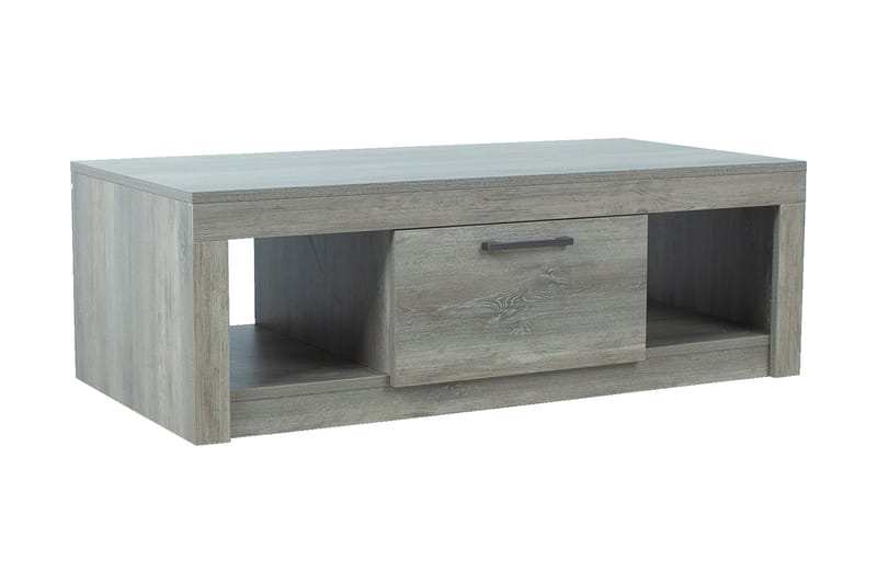 Soffbord Flowaka 130 cm med Förvaring Låda + Hyllor - Grå - Möbler - Bord & matgrupp - Soffbord