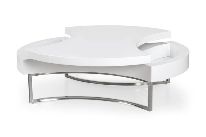 Soffbord Gabor 115 cm Runt med Förvaring Hylla med Förvaring - Vit/Krom - Möbler - Bord & matgrupp - Soffbord