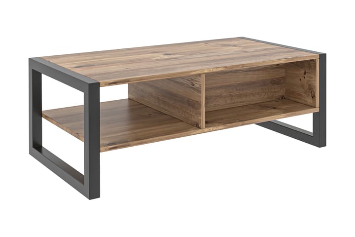Soffbord Gari 105 cm med Förvaring Låda + Hylla - Trä/Natur/Svart - Förvaring - Skåp - Förvaringsskåp