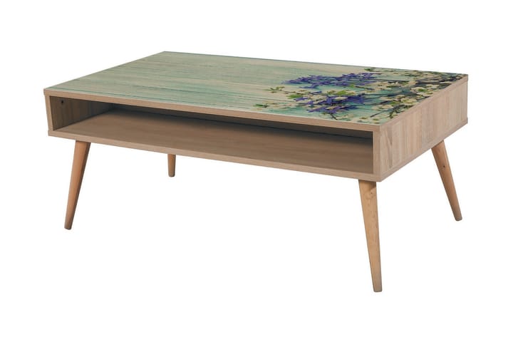 Soffbord Gillberga 110 cm med Förvaring Hylla Blommönster