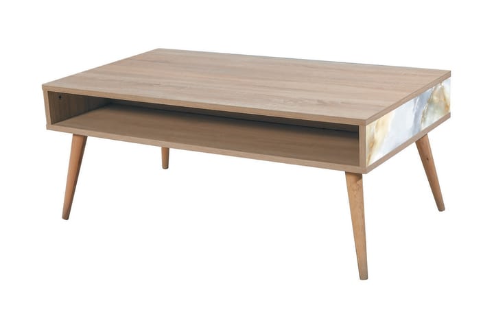 Soffbord Gillberga 110 cm med Förvaring Hylla Marmormönster - Brun/Vit - Möbler - Bord & matgrupp - Soffbord