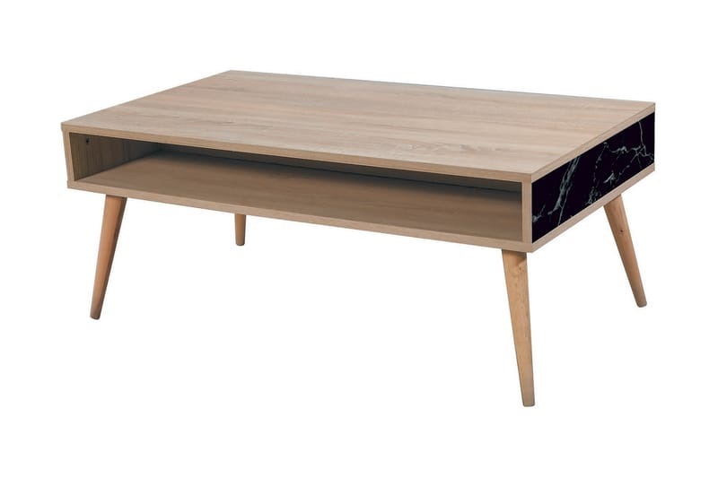 Soffbord Gillberga 110 cm med Förvaring Hylla Marmormönster - Natur/Svart - Möbler - Bord & matgrupp - Soffbord