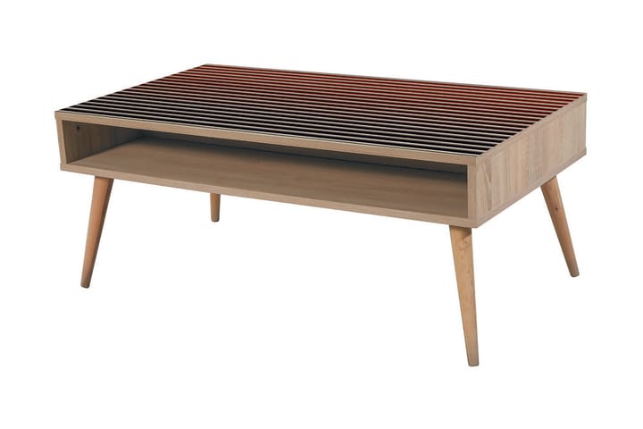 Soffbord Gillberga 110 cm med Förvaring Hylla Ränder - Brun/Ek/Svart - Möbler - Bord & matgrupp - Soffbord