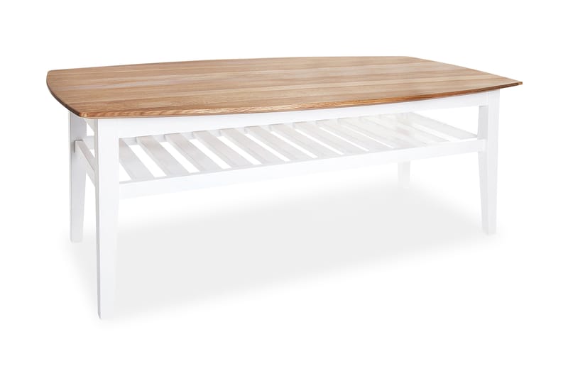 Soffbord Grenå 130 cm Ovalt med Förvaring Hylla Ek/Vit - Ek/Vit - Möbler - Bord & matgrupp - Soffbord